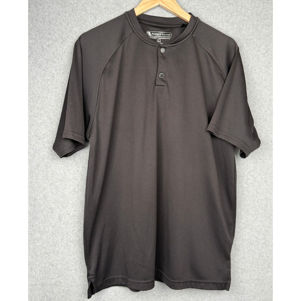 Pebble Beach Dry Luxe Performance Shirt Men's Large Black Snap Henley Golf